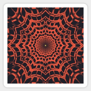 bright orange gold and black kaleidoscopic hexagonal design Sticker